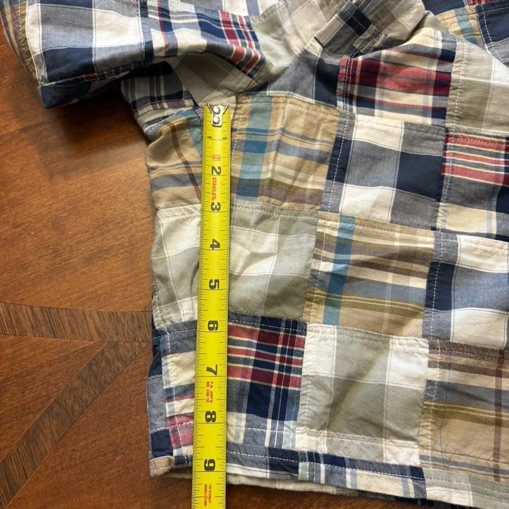 LL Bean Shorts Mens 40W Blue Plaid Madras‎ Patchwork Chino 9